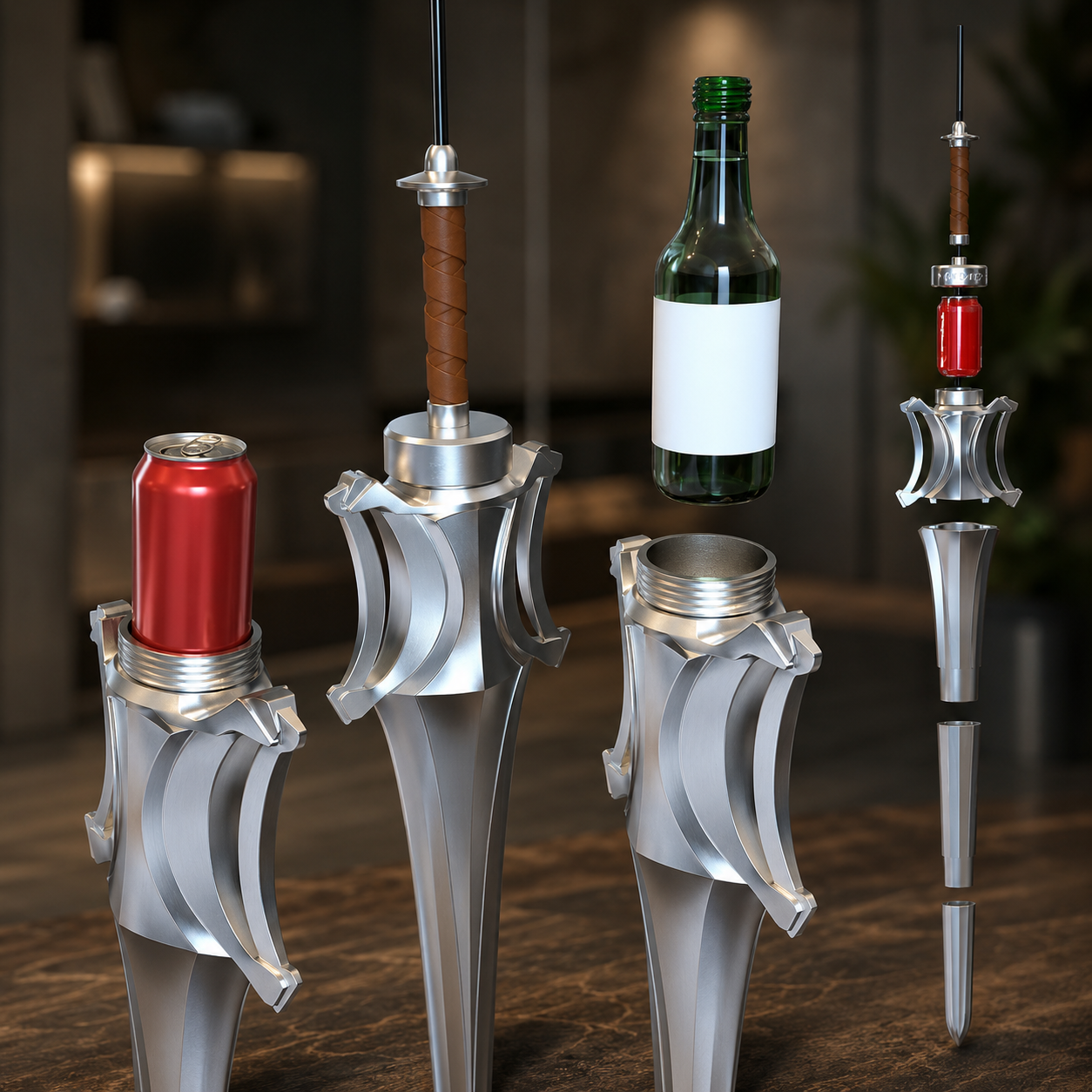 3D Printed Fantasy Sword Beverage Holder, Geek Soda Can Holder, Gamer Desk Decor, RPG Inspired Drink Sleeve, Unique Gift