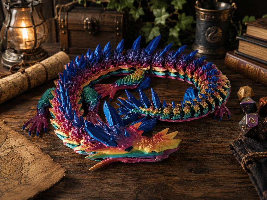 Crystal Dragon Articulated Fantasy Figure Silk PLA 3D Printed Desk Decor
