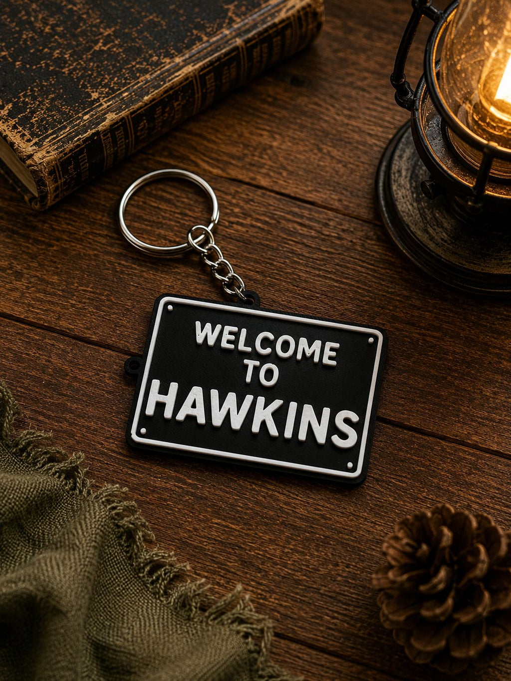 3D Printed Keychain Set | Hellfire Club, Hawkins Sign, Guitar & Bike Charms | Fan Gift Collection