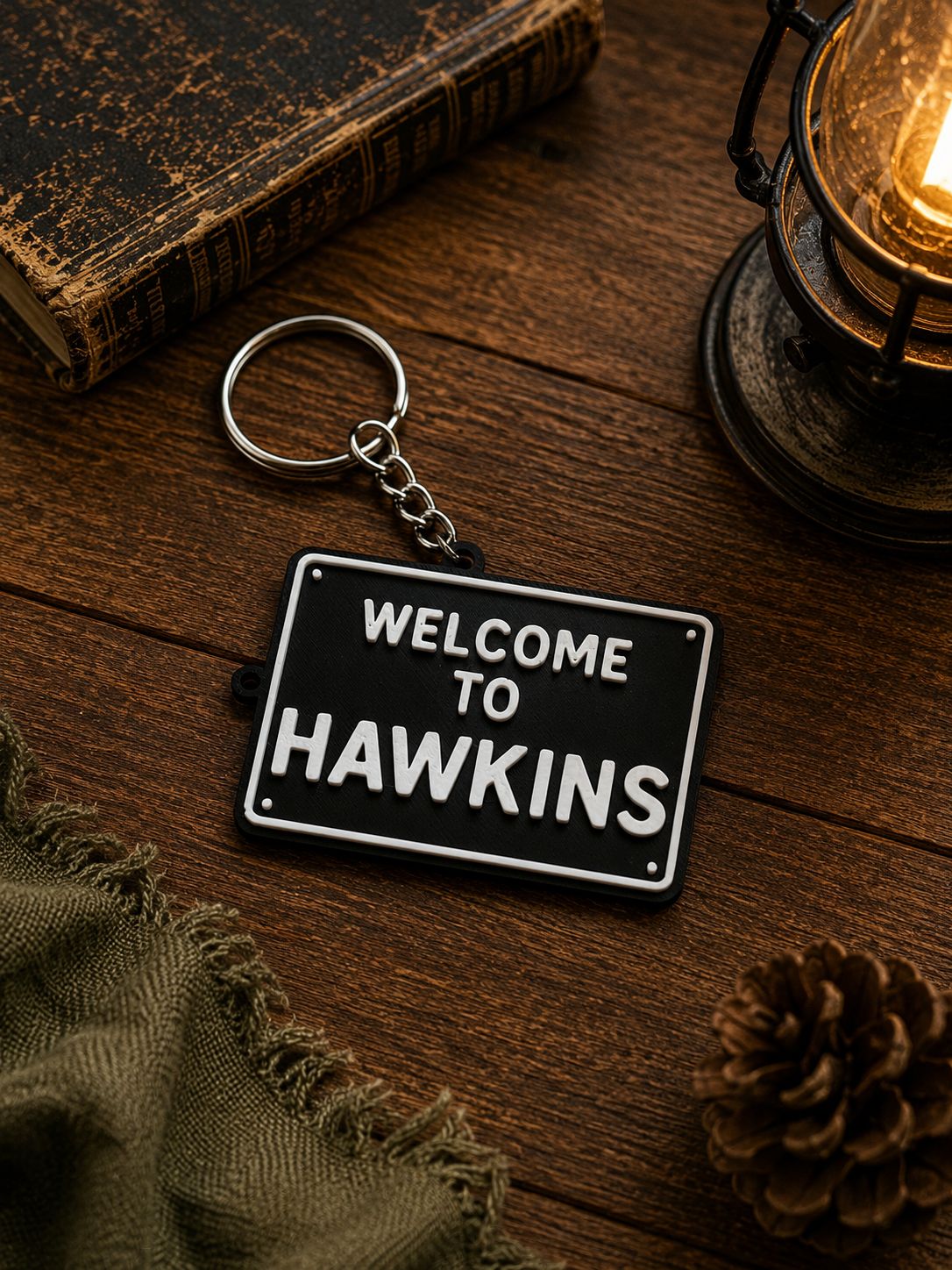 3D Printed Keychain Set | Hellfire Club, Hawkins Sign, Guitar & Bike Charms | Fan Gift Collection