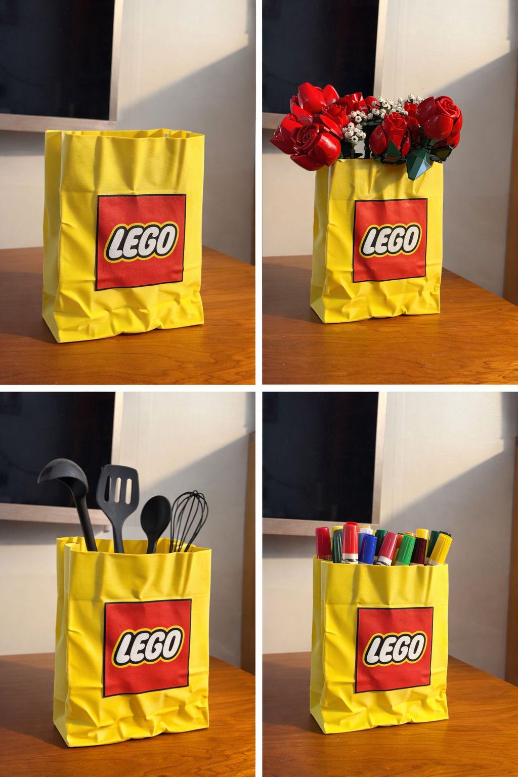 3D Printed Brick Style Planter Organizer Vase Multi Use Storage Bag Design Desk Kitchen Decor Gift