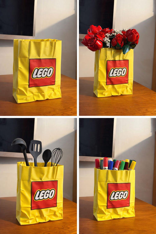 3D Printed Brick Style Planter Organizer Vase Multi Use Storage Bag Design Desk Kitchen Decor Gift
