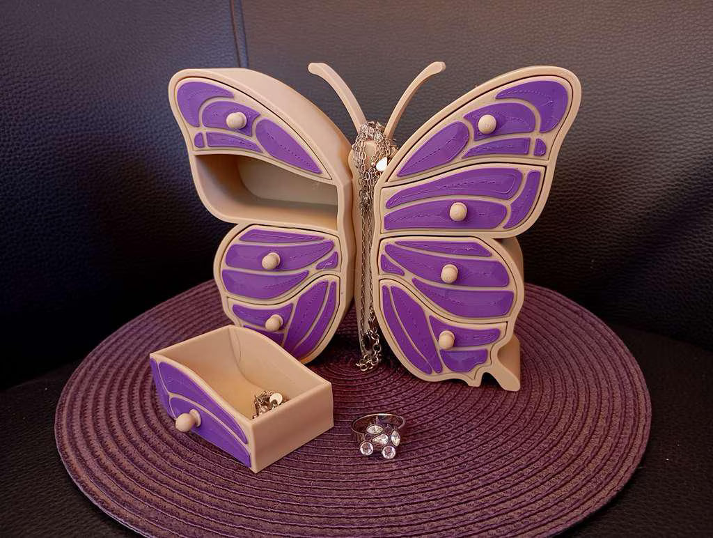 Butterfly Jewelry Organizer Box 3D Printed – Cute Drawer Storage for Rings, Necklaces & Accessories