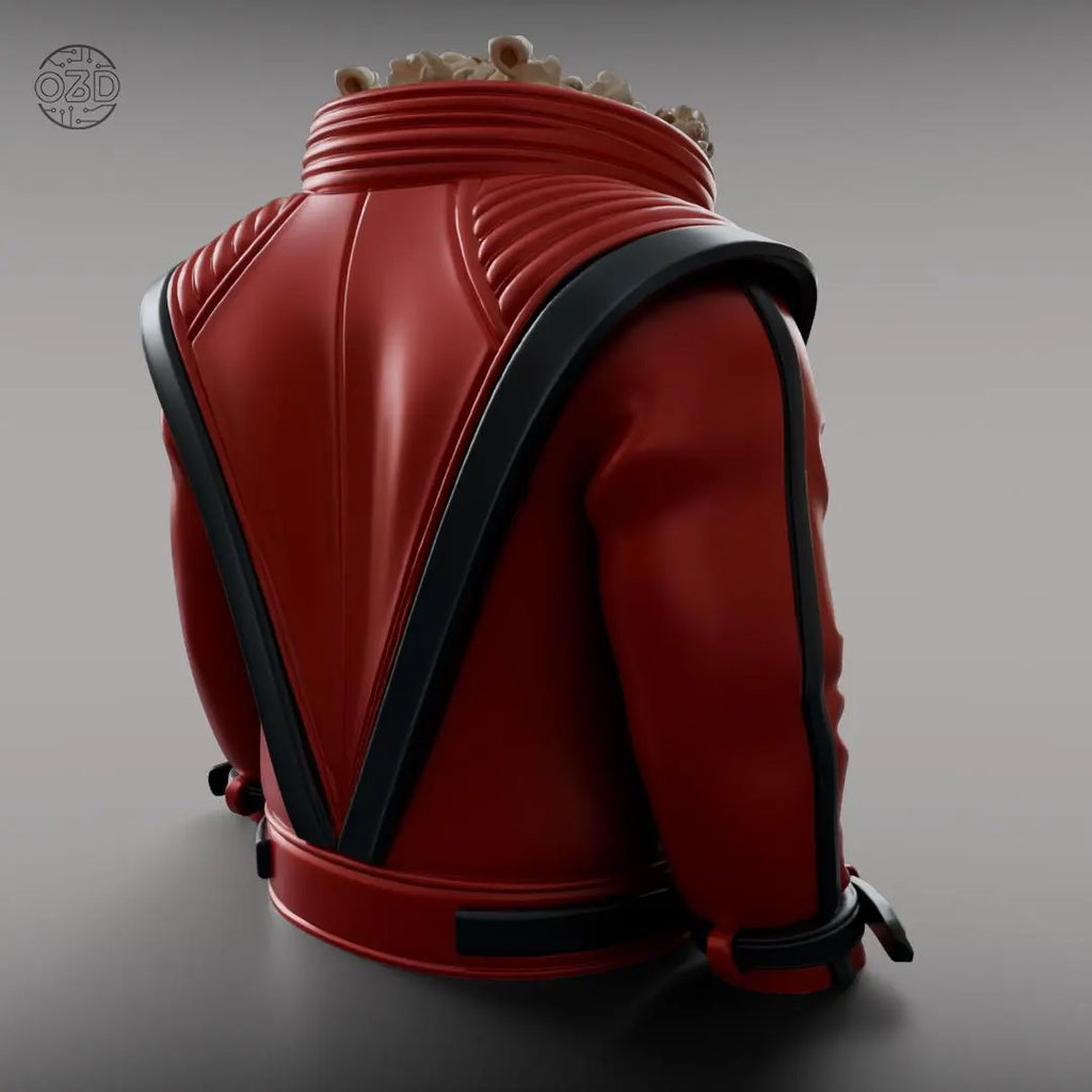 Red Jacket Popcorn Holder 3D Printed – Thriller Inspired Snack Container, Movie Night Decor & Unique Gift