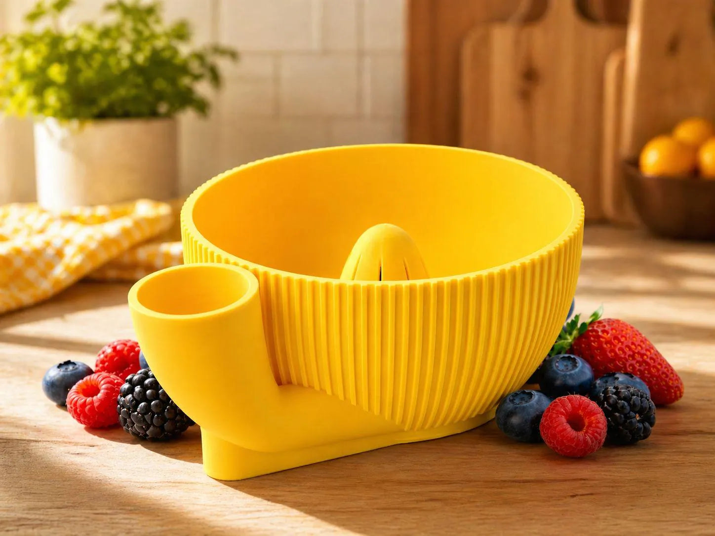 3D Printed Fruit & Vegetable Washer Bowl with Drain | Manual Cleaning Colander for Strawberries, Produce, Kitchen Tool